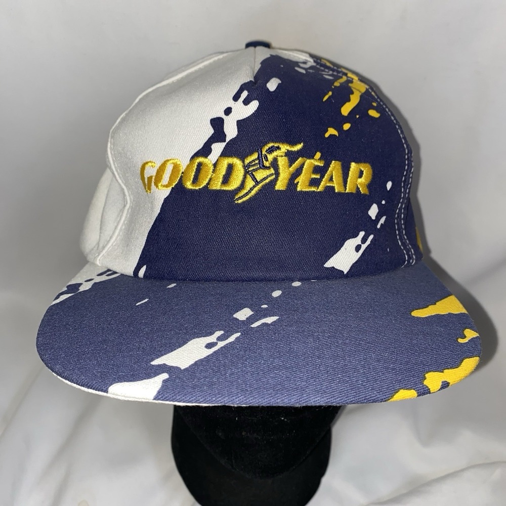 Vintage Goodyear Snapback Hat Cap Splash All‎ Over Print Made USA Swingster